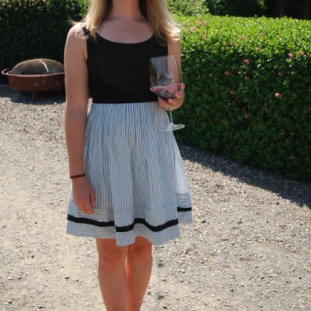 Loft seersucker and black dress